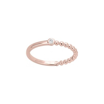 Bague La Garçonne en plaqué or rose et diamant 0.015ct