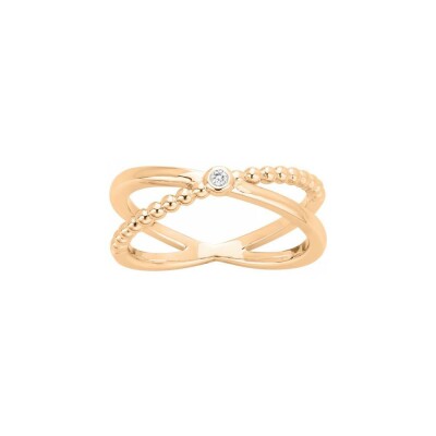 Bague La Garçonne en plaqué or et diamant 0.015ct