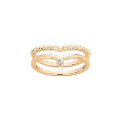 Bague La Garçonne en plaqué or et diamant 0.015ct