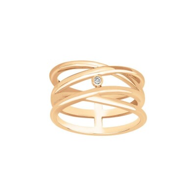 Bague La Garçonne en plaqué or et diamant 0.015ct