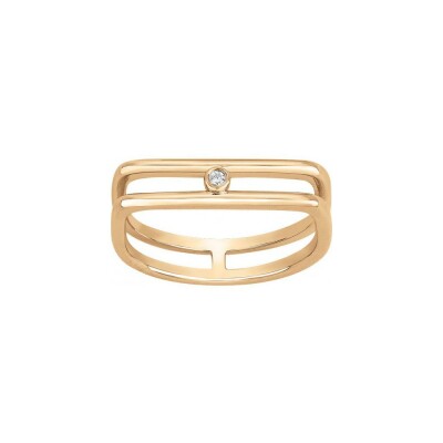 Bague La Garçonne en plaqué or et diamant 0.015ct
