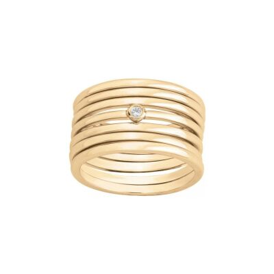 Bague La Garçonne en plaqué or et diamant 0.015ct