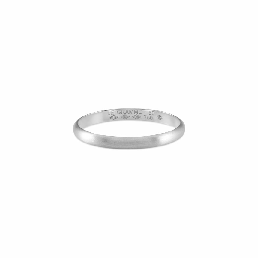 le gramme wedding ring, brushed white gold, 2 grams