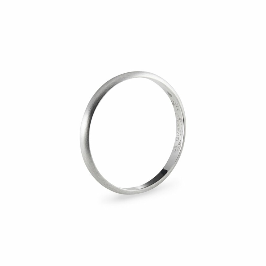 le gramme wedding ring, brushed white gold, 2 grams