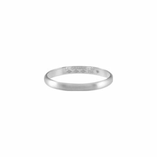 le gramme half-round wedding ring, polished white gold, 2 grams