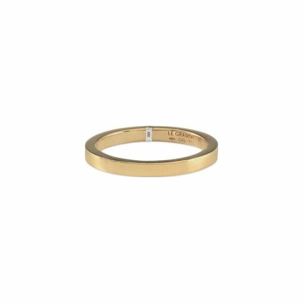 le gramme ribbon 2mm wedding ring, brushed yellow gold and diamond, 5 grams