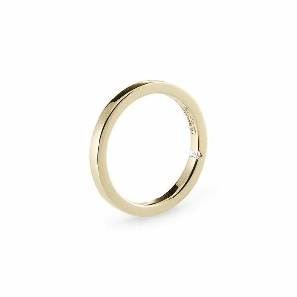 le gramme ribbon 2mm wedding ring, brushed yellow gold and diamond, 5 grams