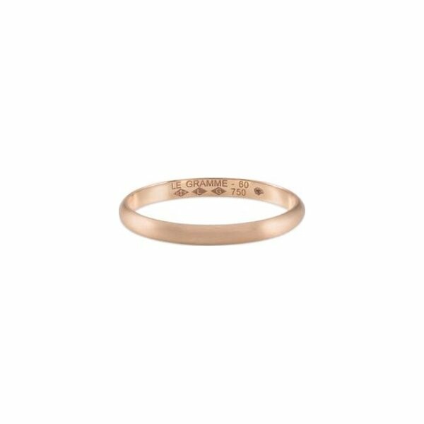 le gramme half-round wedding ring, polished red gold, 2 grams