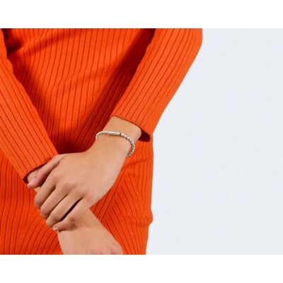 Bracelet le gramme Beads en argent brossé, 25 grammes