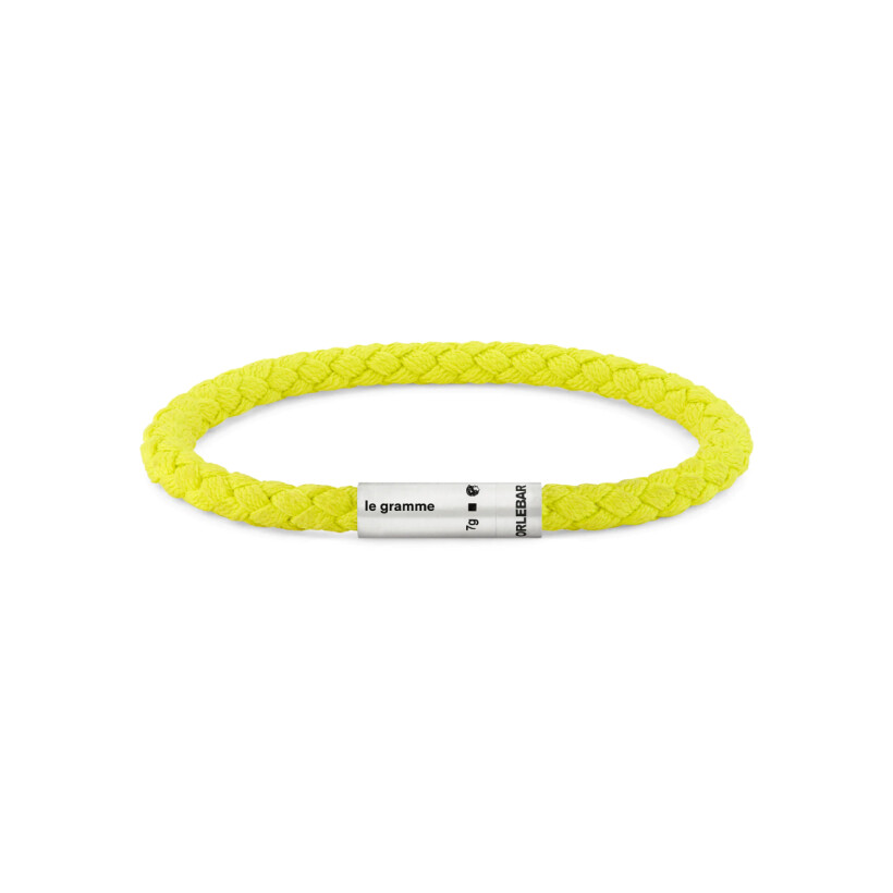 le gramme Câble Nato yellow bracelet, silver brushed, 7 grams