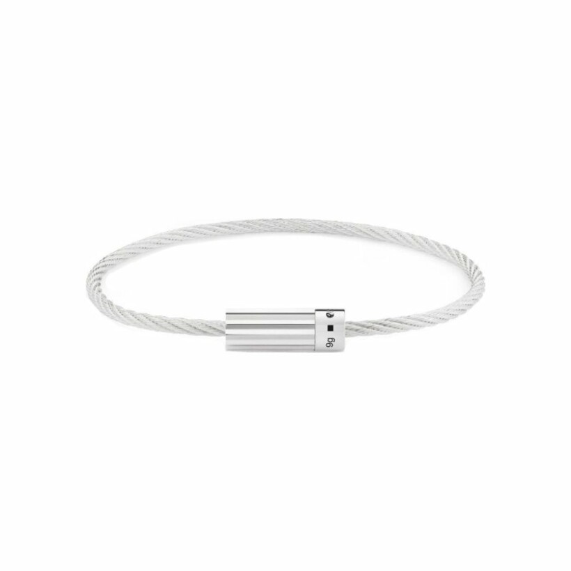 le gramme guilloché horizontal cable bracelet, polished silver, 9 grams
