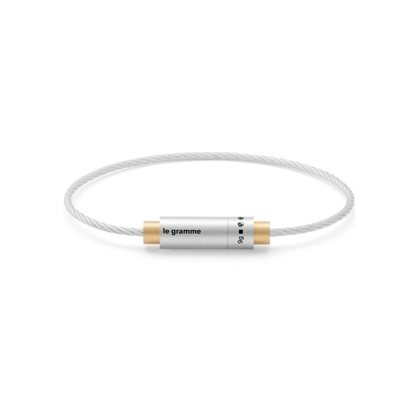 le gramme cable bracelet, silver and gold brushed, 9 grams