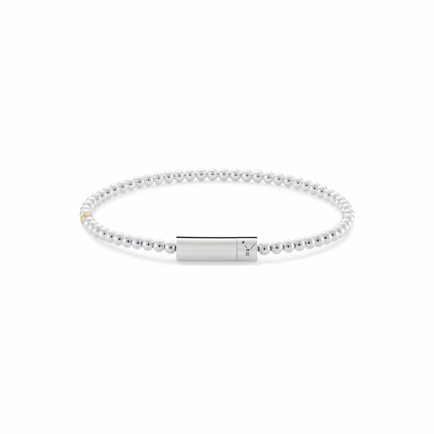 le gramme beads bracelet, polished silver and brushed yellow gold, 11 grams
