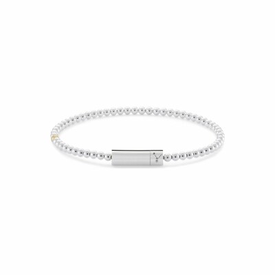 le gramme beads bracelet, polished silver and brushed yellow gold, 11 grams