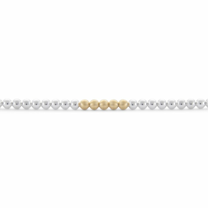 le gramme beads bracelet, polished silver and brushed yellow gold, 11 grams