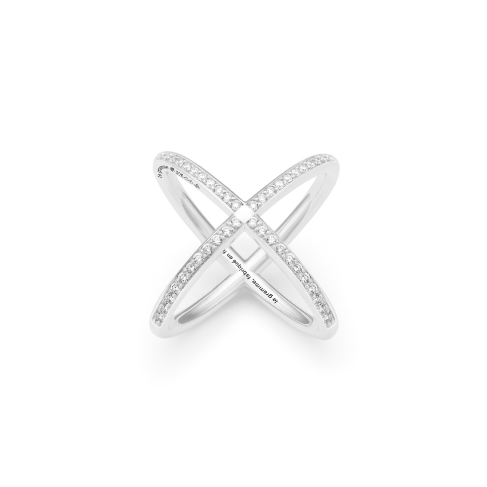 le gramme entrelacs ring polished silver and diamonds, 9 grams