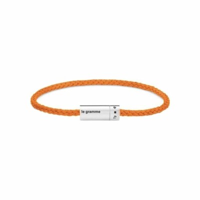 Bracelet le gramme Câble Nato orange en argent poli, 7 grammes