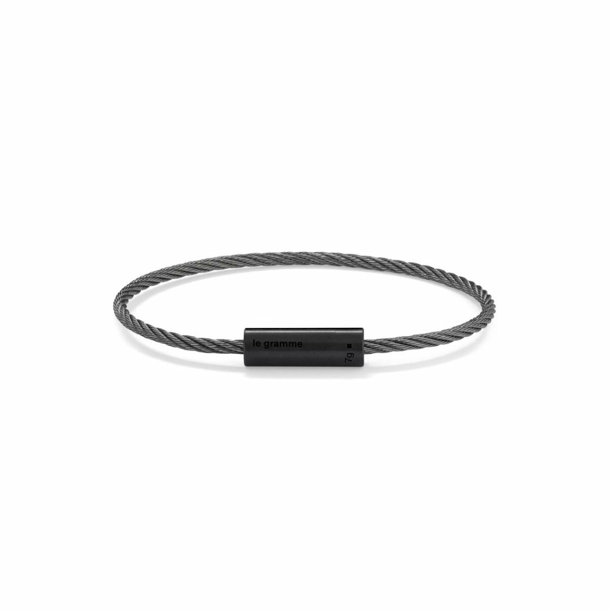 Bracelet le gramme Câble en céramique noire brossée, 7 grammes