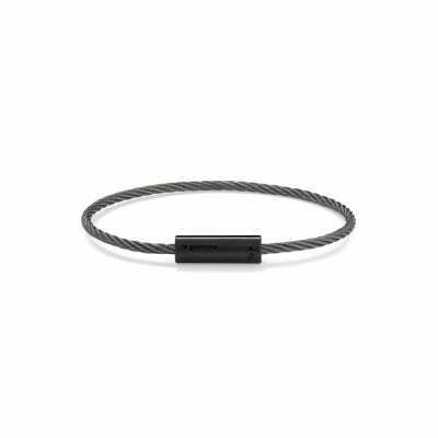 Bracelet le gramme Câble en céramique noire brossée, 7 grammes