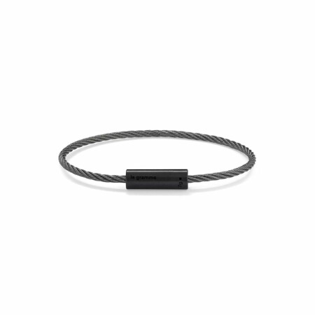 Bracelet Le gramme Câble en céramique noire brossée, 7 grammes