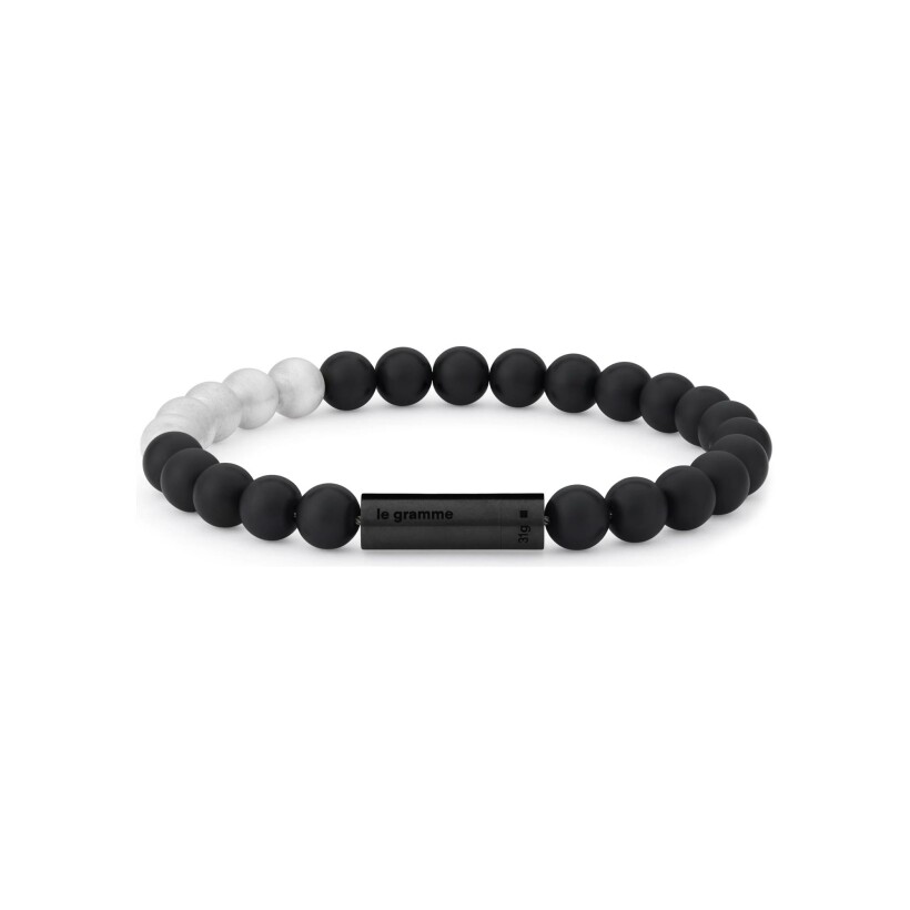 Bracelet le gramme Beads en céramique noire et argent, 31 grammes