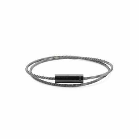 Bracelet Le gramme Câble en céramique noire polie, 9 grammes