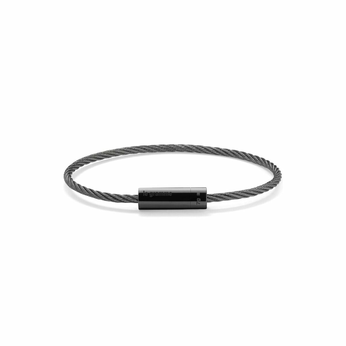 Bracelet le gramme Câble en céramique noire polie, 7 grammes