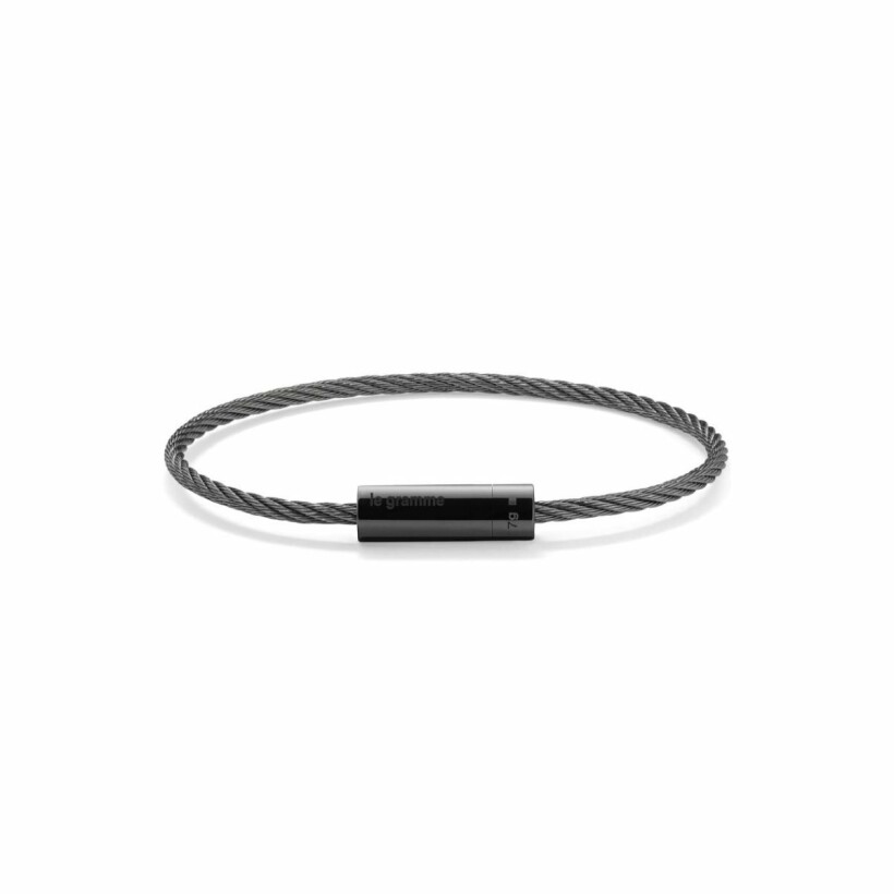 Le gramme Câble bracelet, in  polished black ceramic, 7g