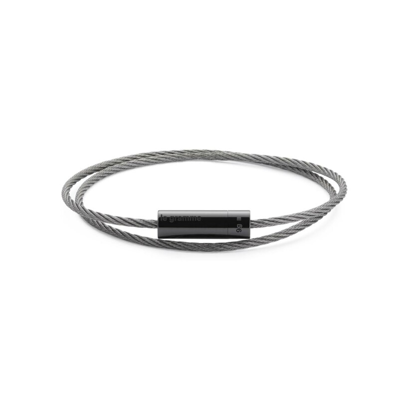 Bracelet Le Gramme Câble en céramique noire polie , 9 grammes