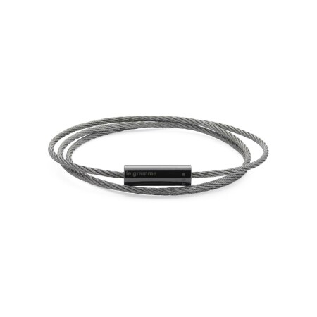 Bracelet le gramme Câble en céramique noire polie , 11 grammes