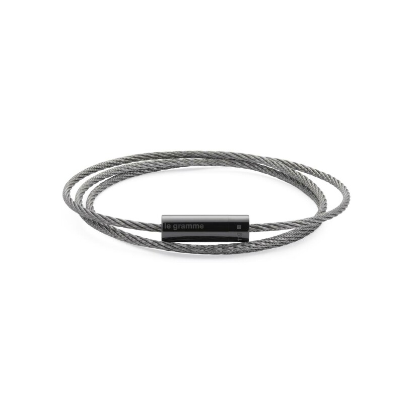 le gramme cable bracelet 3-row, polished black ceramic, 11 grams
