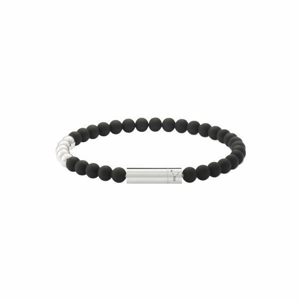 le gramme beads bracelet, polished silver, 25 grams and 5 silver beads