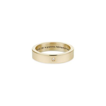 Bague le  gramme Ruban en or jaune poli et diamant, 9 grammes