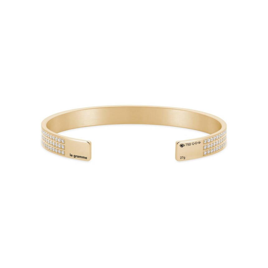 le gramme ribbon bracelet pave polished yellow gold, 27 grams