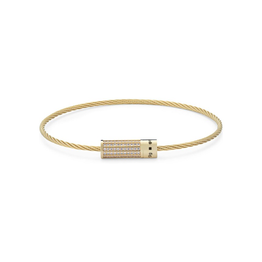 le gramme cable bracelet polished yellow gold and diamonds, 9 grams