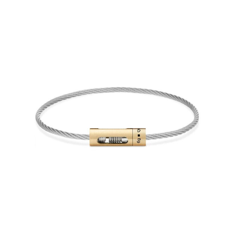 Le gramme Câble bracelet in brushed silver, yellow gold and titanium, 6 grams