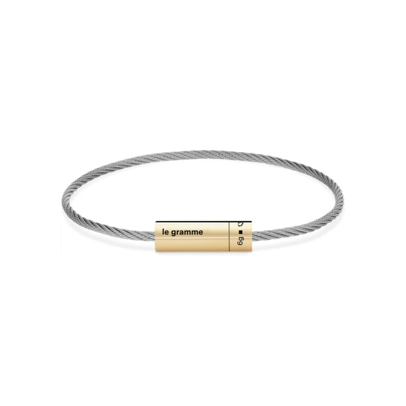 le gramme cord in yellow gold and polished silver, 6 grams
