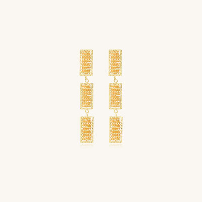 Boucles d'oreilles Sàntibé Bijoux Lima en laiton, métal doré et perles doré