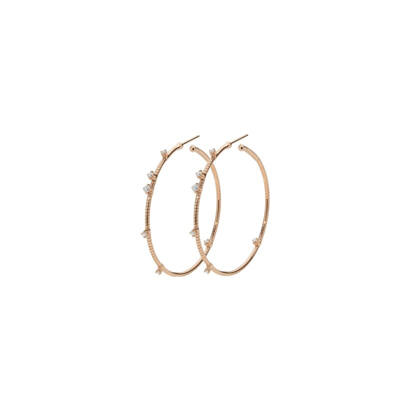 Boucles d'oreilles Mattia Cielo Diamanti en or jaune, titane et diamants diamètre 4cm