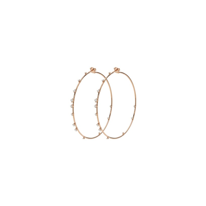 Boucles d'oreilles Mattia Cielo Diamanti en or rose, titane et diamants diamètre 7.5cm