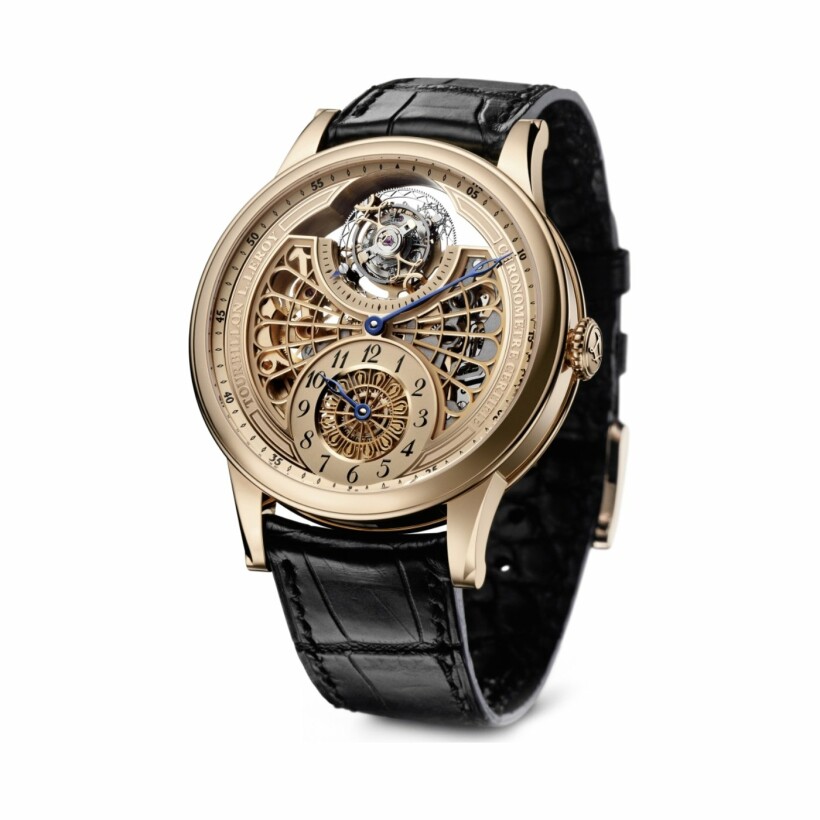 L. Leroy OSMIOR Tourbillon regulator skeleton rose gold watch