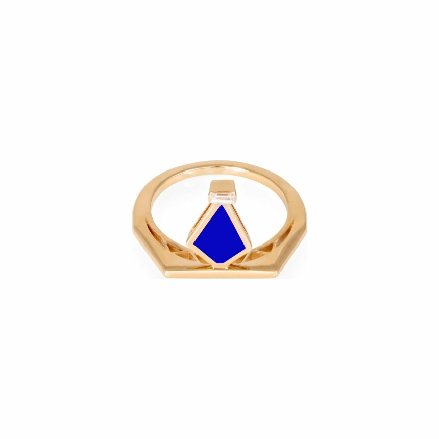 Bague Atelier Nawbar The Athena Ring en or jaune, diamant et lapis lazuli