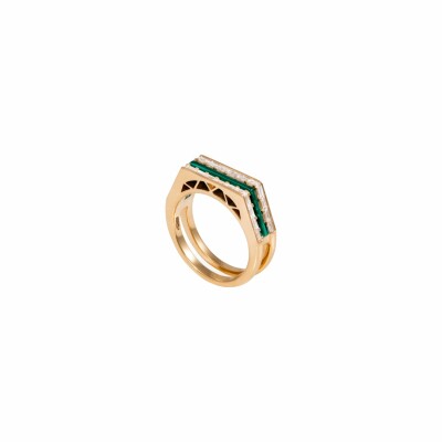 Bague Atelier Nawbar The Tania Mix en or jaune, malachite et diamants