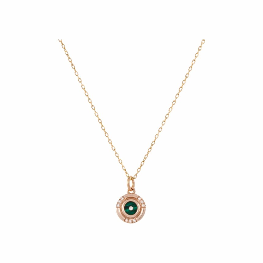 Atelier Nawbar Mini Round pendant, pink gold, diamonds and malachite