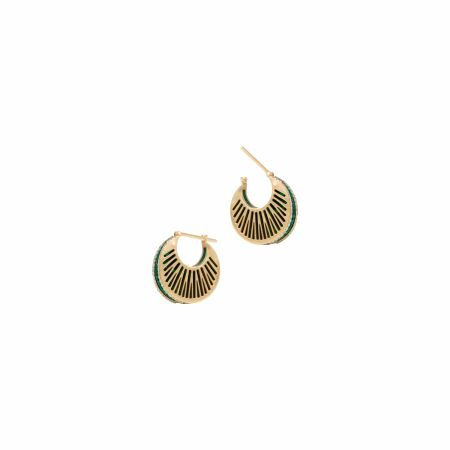 Atelier Nawbar Rays creoles earrings, yellow gold, malachite and diamonds