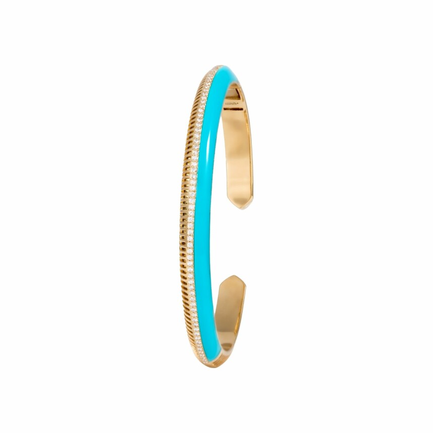 Bracelet jonc Atelier Nawbar Bombay en or jaune, diamants et turquoises