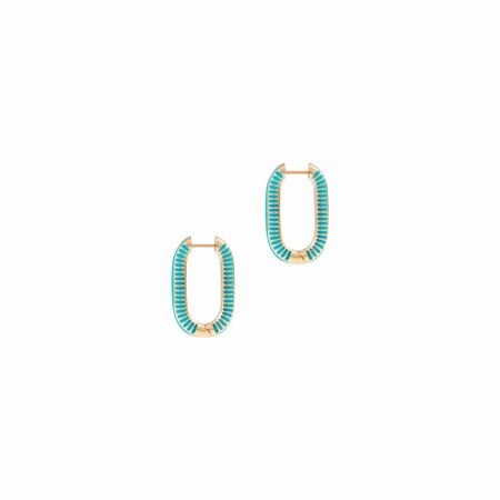 Atelier Nawbar The Lock Ray creoles earrings, yellow gold and turquoise