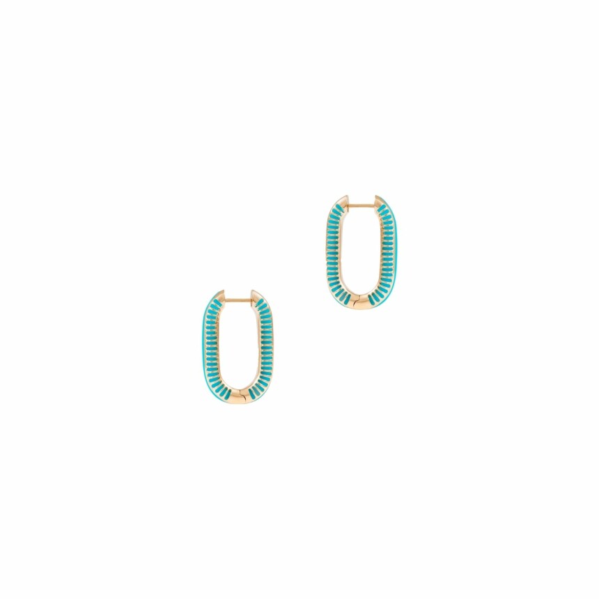 Atelier Nawbar The Lock Ray creoles earrings, yellow gold and turquoise