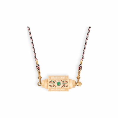 Marie Lichtenberg Locket Bonheur necklace, yellow gold, onyx, diamonds