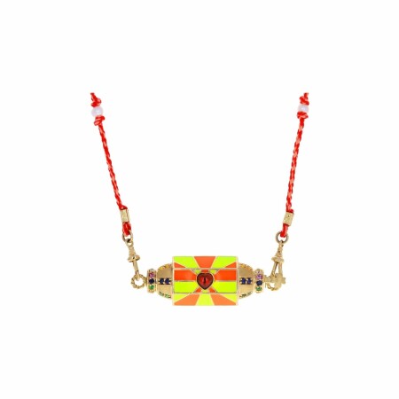 Collier Marie Lichtenberg Locket Candy Heart Punk Multi en or jaune, grenat et saphirs multicolores